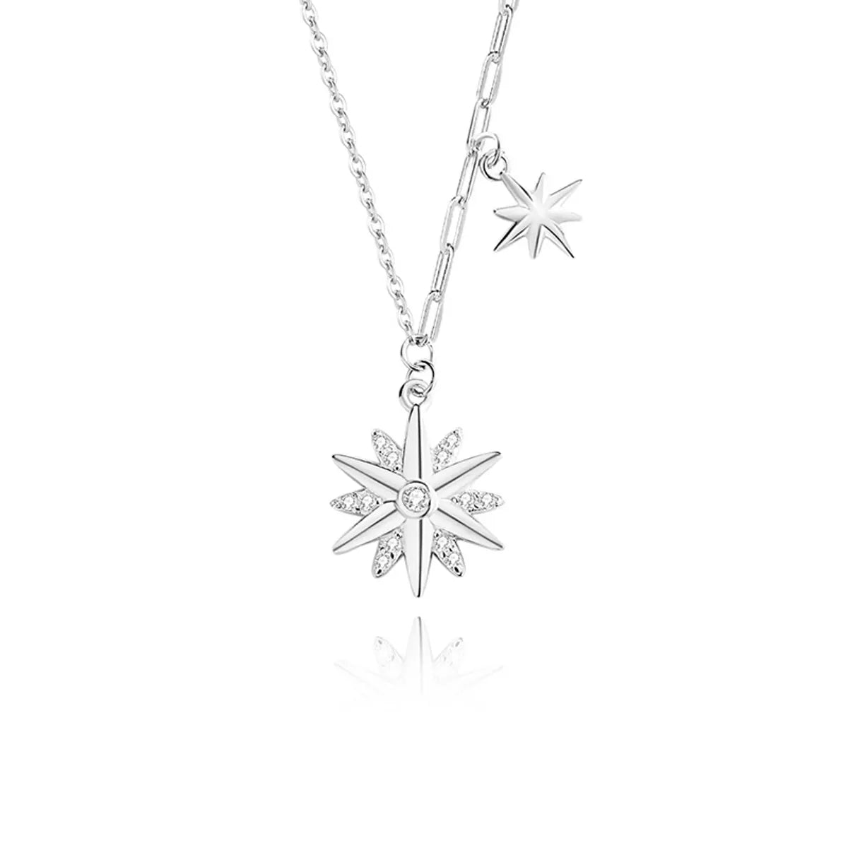 Simple Style Star Sterling Silver Plating Inlay Zircon Pendant Necklace