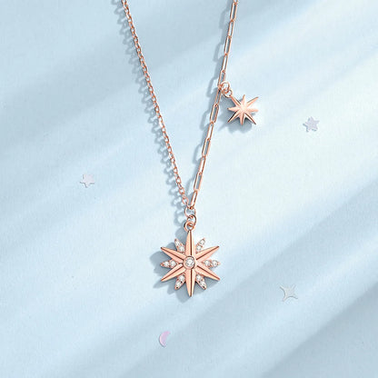 Simple Style Star Sterling Silver Plating Inlay Zircon Pendant Necklace