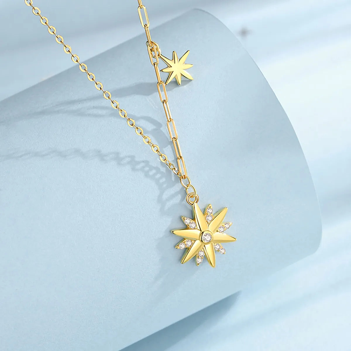 Simple Style Star Sterling Silver Plating Inlay Zircon Pendant Necklace