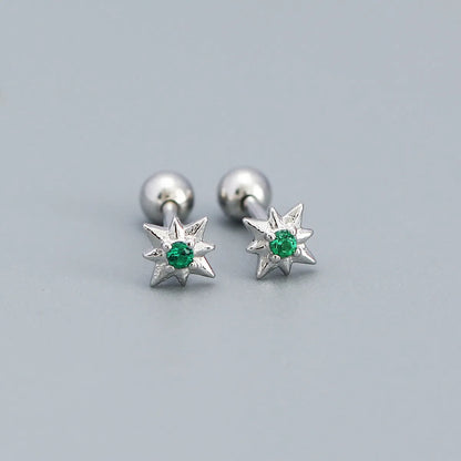 Simple Style Star Sterling Silver Star Rhinestones Ear Studs 1 Pair