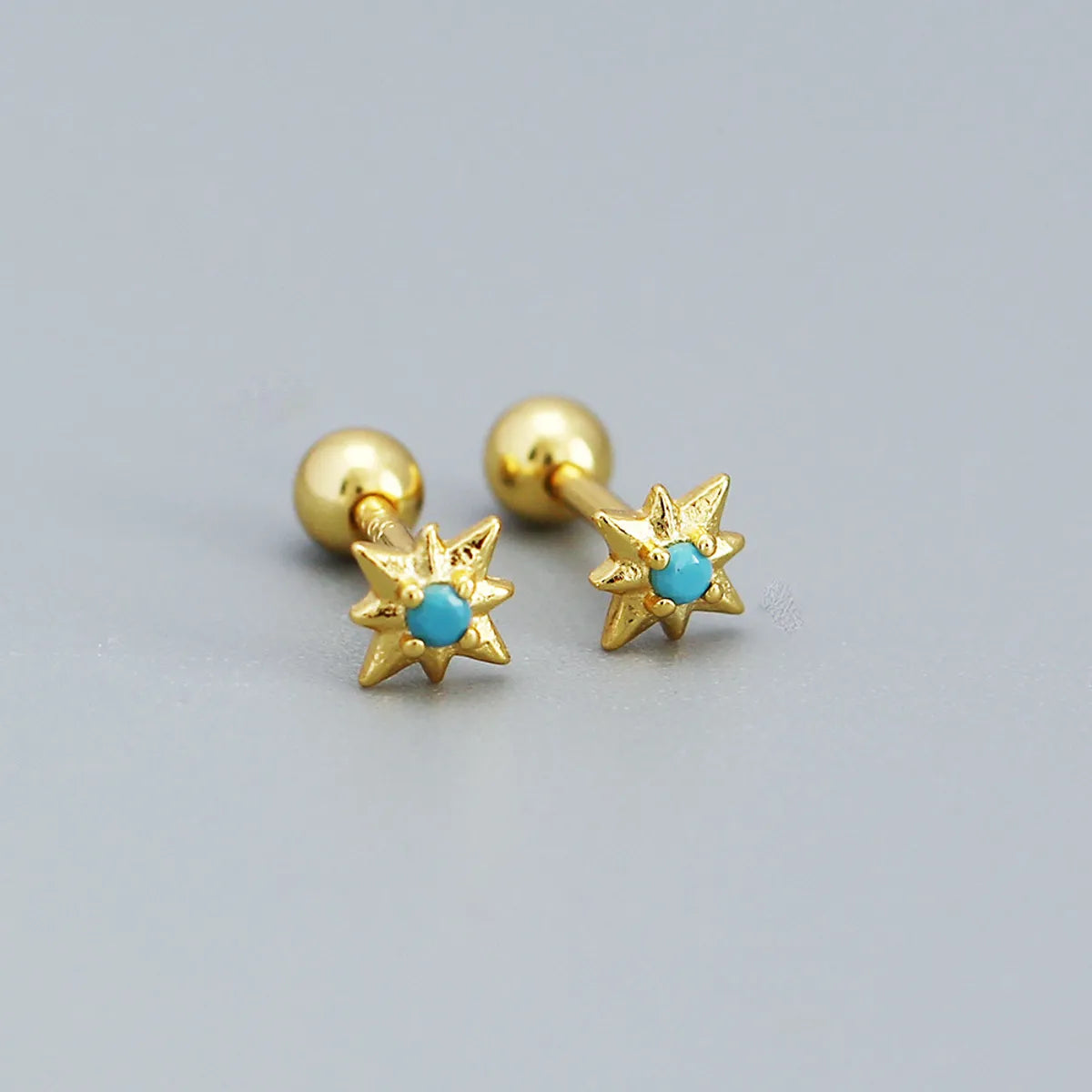 Simple Style Star Sterling Silver Star Rhinestones Ear Studs 1 Pair