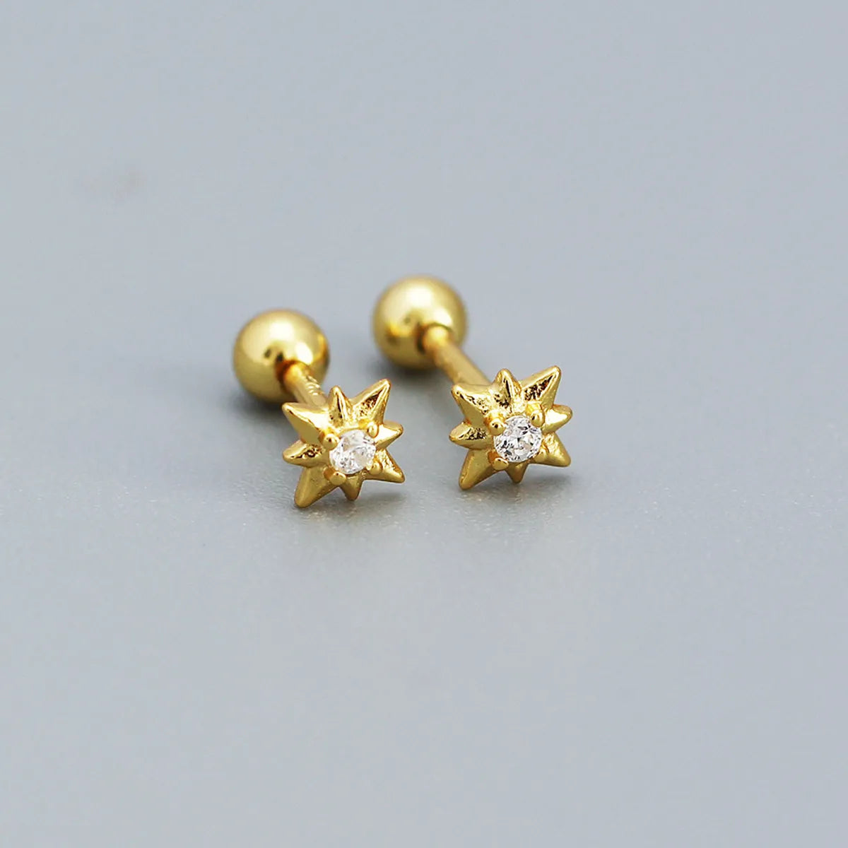 Simple Style Star Sterling Silver Star Rhinestones Ear Studs 1 Pair