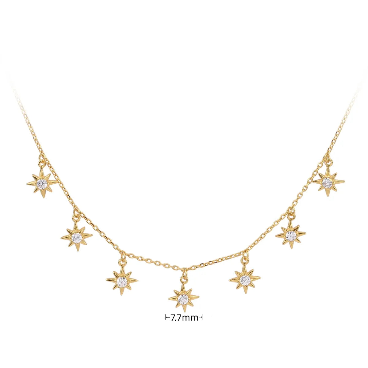 Simple Style Star Sterling Silver Zircon Necklace In Bulk