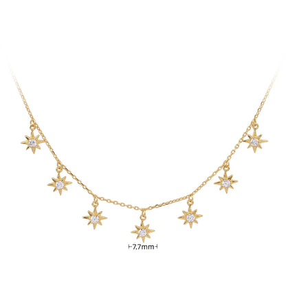 Simple Style Star Sterling Silver Zircon Necklace In Bulk