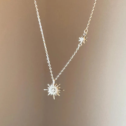 Simple Style Star Sterling Silver Zircon Pendant Necklace In Bulk