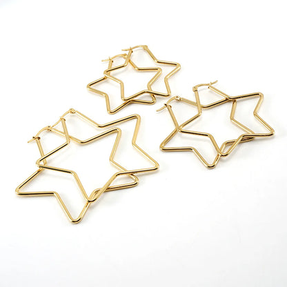 Simple Style Star Titanium Steel Earrings Hollow Out Stainless Steel Earrings