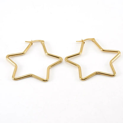 Simple Style Star Titanium Steel Earrings Hollow Out Stainless Steel Earrings