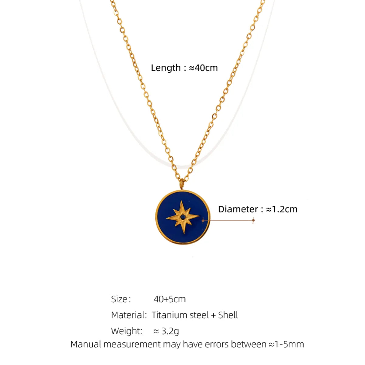 Simple Style Star Titanium Steel Enamel Plating 18k Gold Plated Pendant Necklace