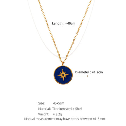 Simple Style Star Titanium Steel Enamel Plating 18k Gold Plated Pendant Necklace