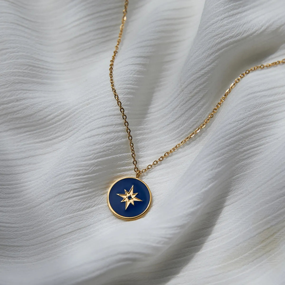 Simple Style Star Titanium Steel Enamel Plating 18k Gold Plated Pendant Necklace