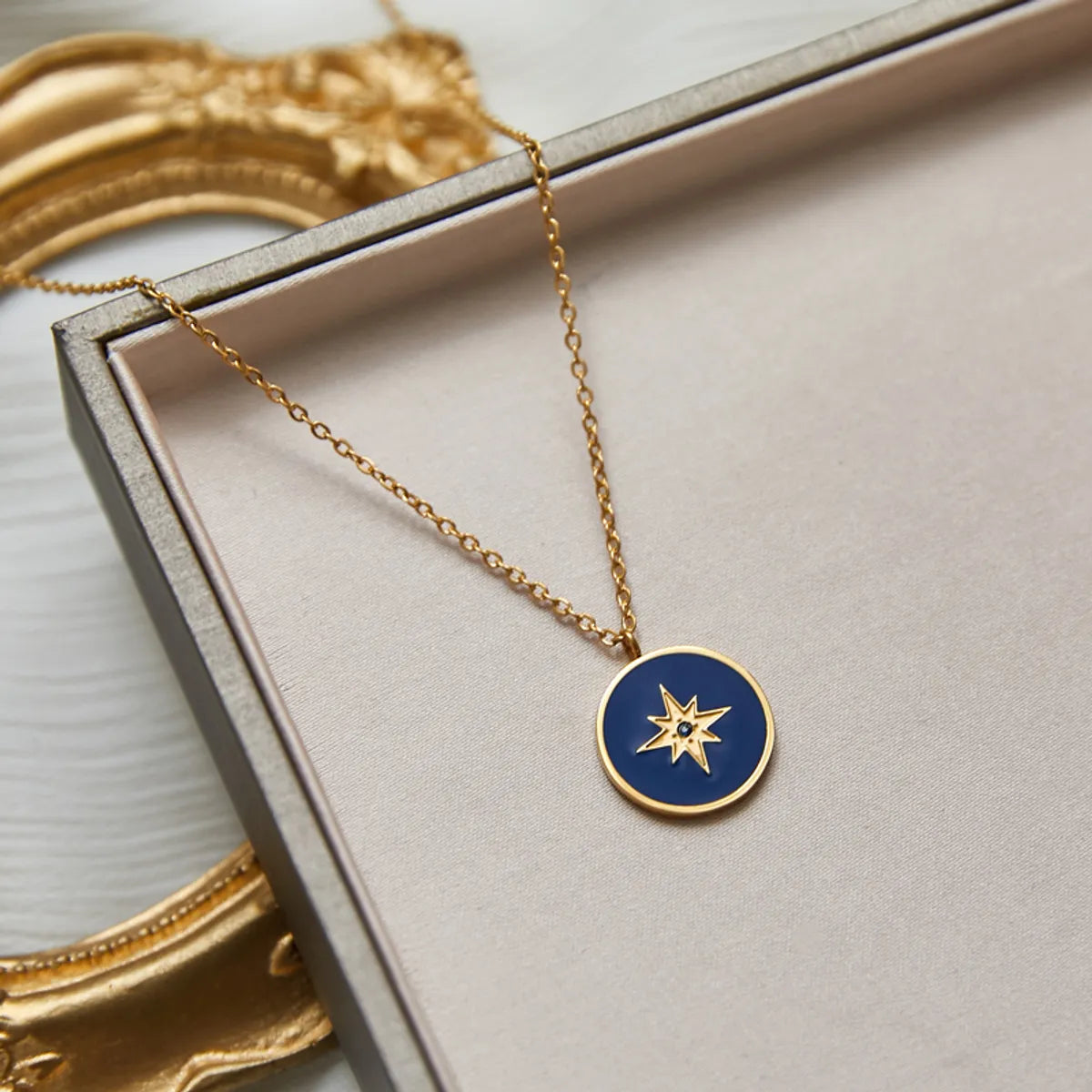 Simple Style Star Titanium Steel Enamel Plating 18k Gold Plated Pendant Necklace