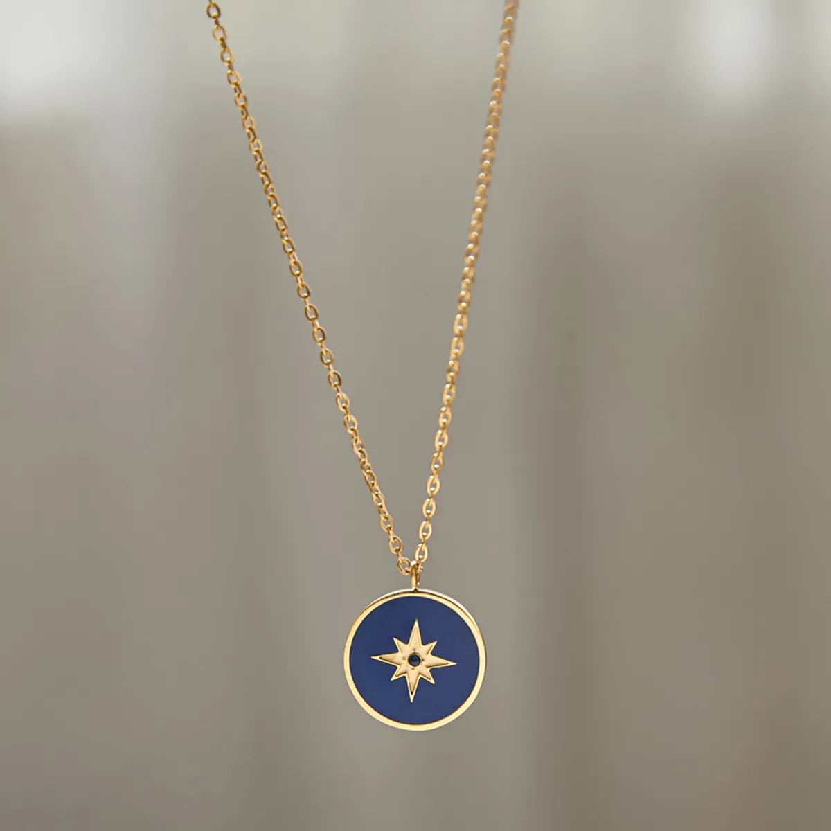 Simple Style Star Titanium Steel Enamel Plating 18k Gold Plated Pendant Necklace