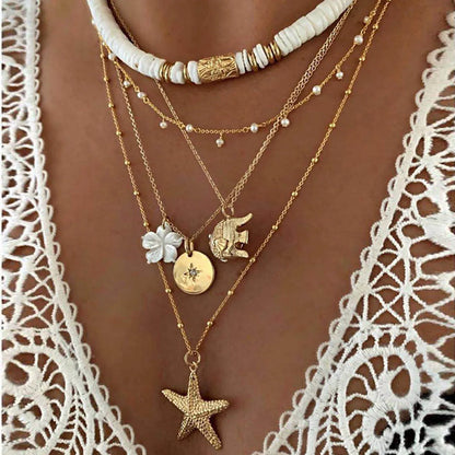 Simple Style Starfish Alloy Wholesale Layered Necklaces