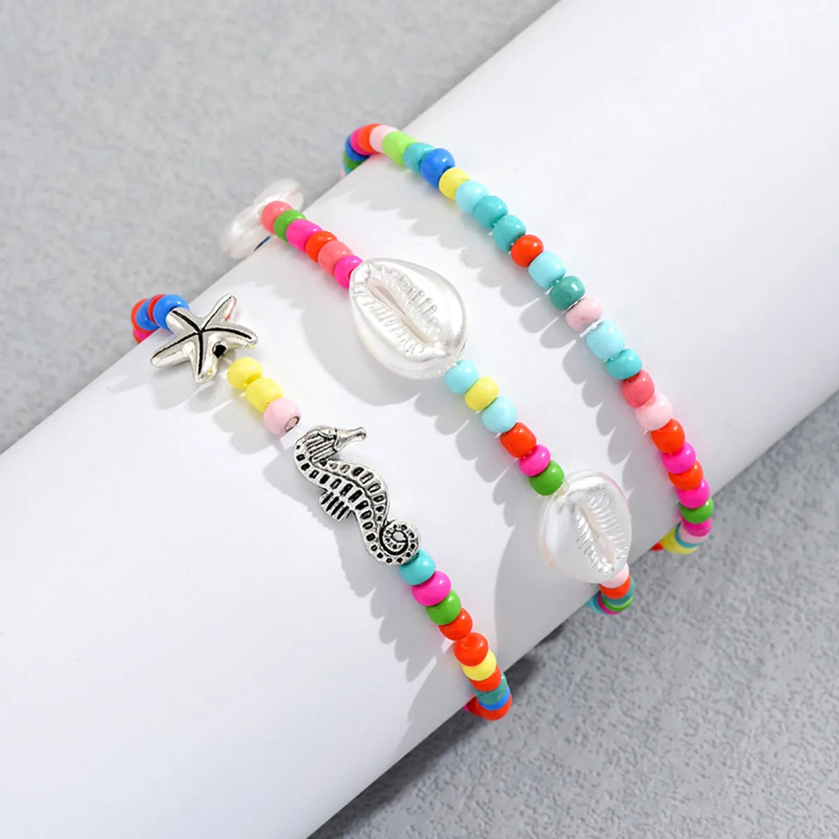 Simple Style Starfish Hippocampus Shell Seed Bead Shell Beaded Women'S Anklet