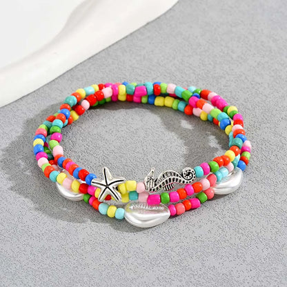 Simple Style Starfish Hippocampus Shell Seed Bead Shell Beaded Women'S Anklet