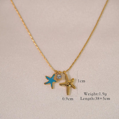 Simple Style Starfish Titanium Steel Wholesale Pendant Necklace