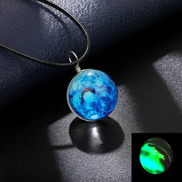 Simple Style Starry Sky Glass Leather Rope Luminous Unisex Pendant Necklace 1 Piece