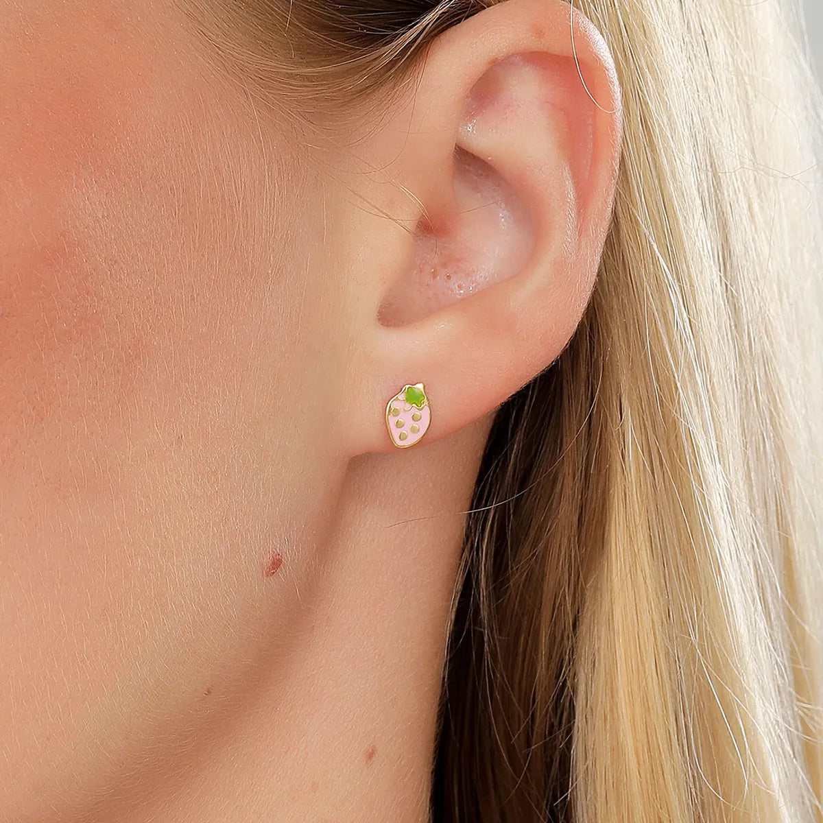 Simple Style Strawberry Stainless Steel Ear Studs