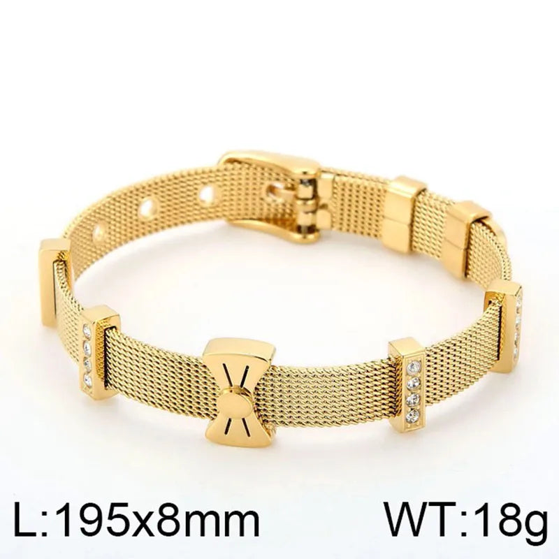 Simple Style Streetwear Butterfly Titanium Steel 18K Gold Plated Women'S Bracelets