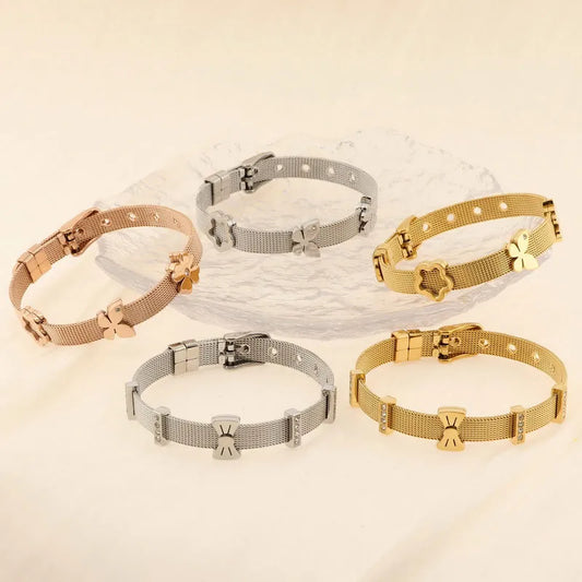 Simple Style Streetwear Butterfly Titanium Steel 18K Gold Plated Women'S Bracelets