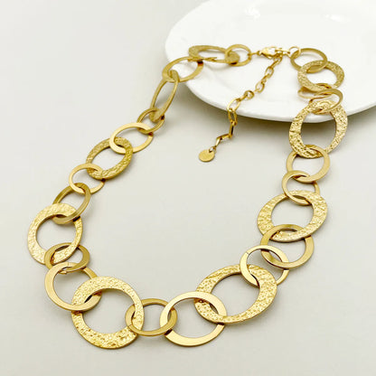 304 Stainless Steel 14K Gold Plated Simple Style Streetwear Plating Chains Print Necklace