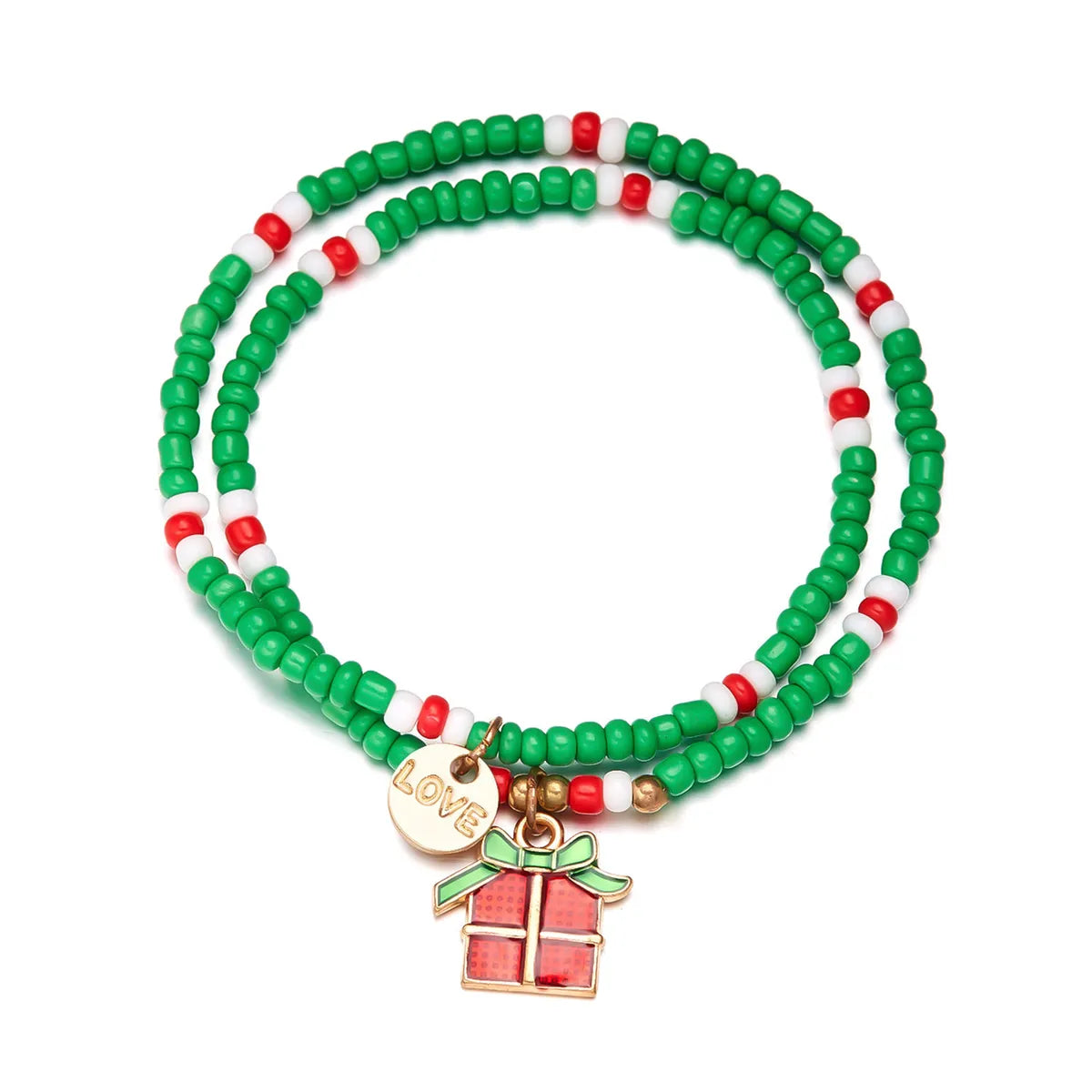 Simple Style Streetwear Geometric Santa Claus Bell Alloy Seed Bead Wholesale Bracelets