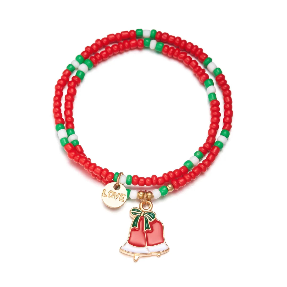 Simple Style Streetwear Geometric Santa Claus Bell Alloy Seed Bead Wholesale Bracelets