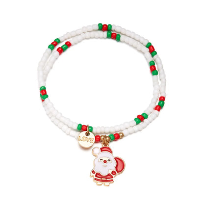 Simple Style Streetwear Geometric Santa Claus Bell Alloy Seed Bead Wholesale Bracelets