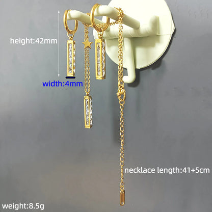 Simple Style Streetwear Geometric Stainless Steel Plating Inlay Rhinestones 18k Gold Plated Earrings Necklace