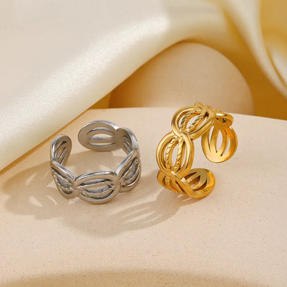 304 Stainless Steel 18K Gold Plated Simple Style Streetwear Plating Irregular Open Rings