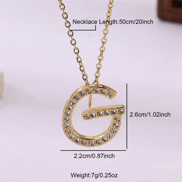 Wholesale Jewelry Simple Style Streetwear Letter Stainless Steel Zircon 18K Gold Plated Plating Inlay Pendant Necklace