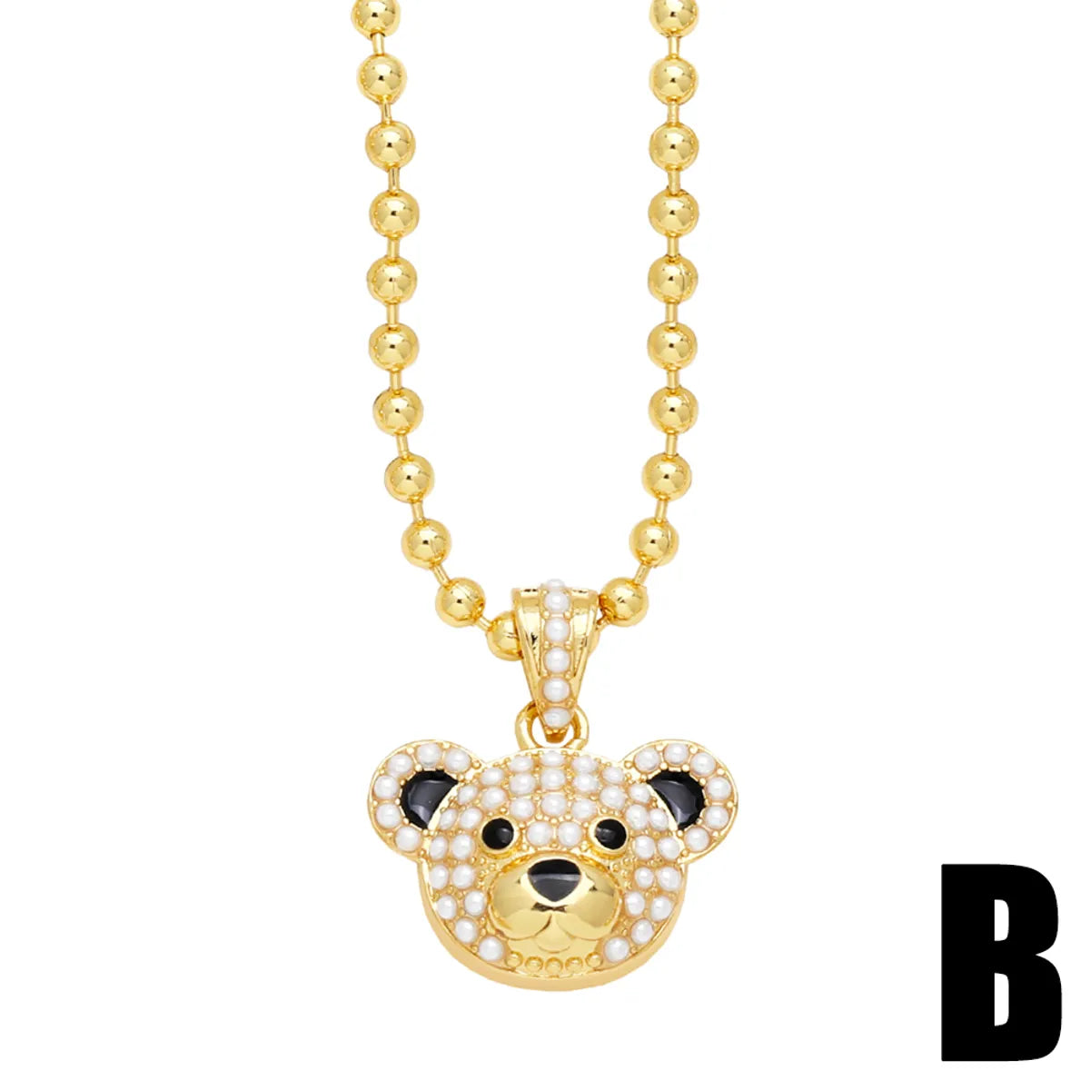 Simple Style Streetwear Little Bear Copper 18k Gold Plated Beads Pendant Necklace In Bulk