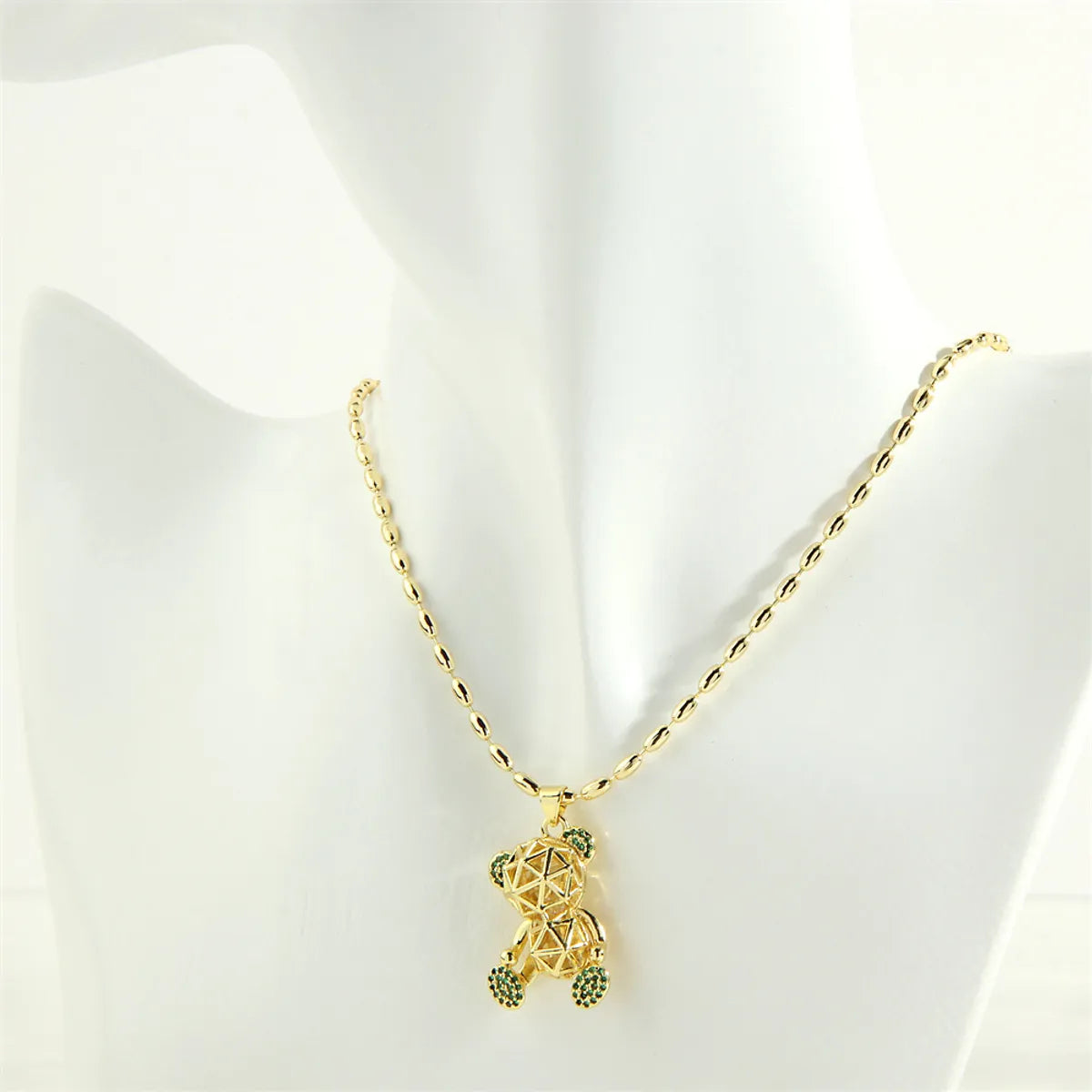 Simple Style Streetwear Little Bear Copper 18k Gold Plated Zircon Pendant Necklace In Bulk