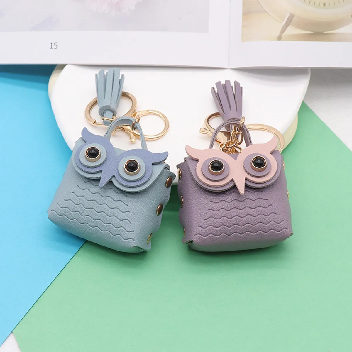 Simple Style Streetwear Owl Pu Leather Unisex Bag Pendant Keychain