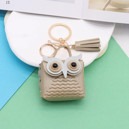 Simple Style Streetwear Owl Pu Leather Unisex Bag Pendant Keychain