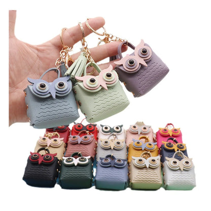 Simple Style Streetwear Owl Pu Leather Unisex Bag Pendant Keychain