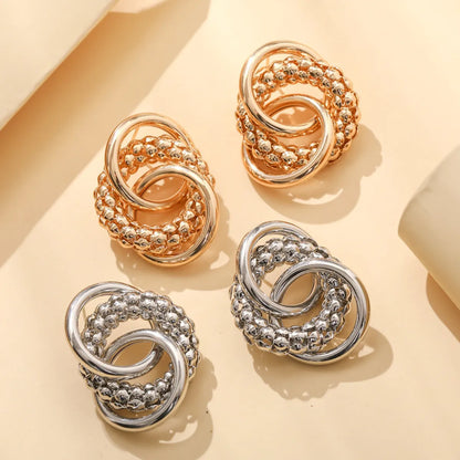 Simple Style Streetwear Round Alloy Plating Three-dimensional Gold Plated Silver Plated Women's Ear Studs