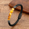 Simple Style Streetwear Round Pu Leather Agate Tiger Eye Unisex Bracelets