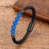 Simple Style Streetwear Round Pu Leather Agate Tiger Eye Unisex Bracelets