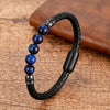 Simple Style Streetwear Round Pu Leather Agate Tiger Eye Unisex Bracelets