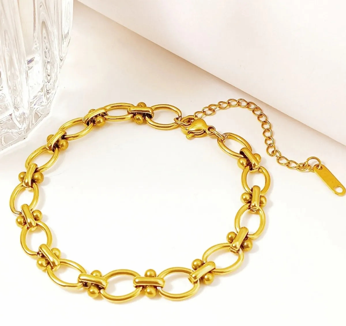 Simple Style Streetwear Solid Color 304 Stainless Steel Titanium Steel 18K Gold Plated Bracelets In Bulk