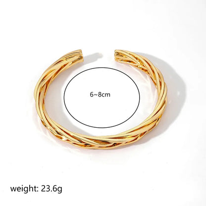 Simple Style Streetwear Solid Color Copper Twist Plating Metal 18k Gold Plated Cuff Bracelets