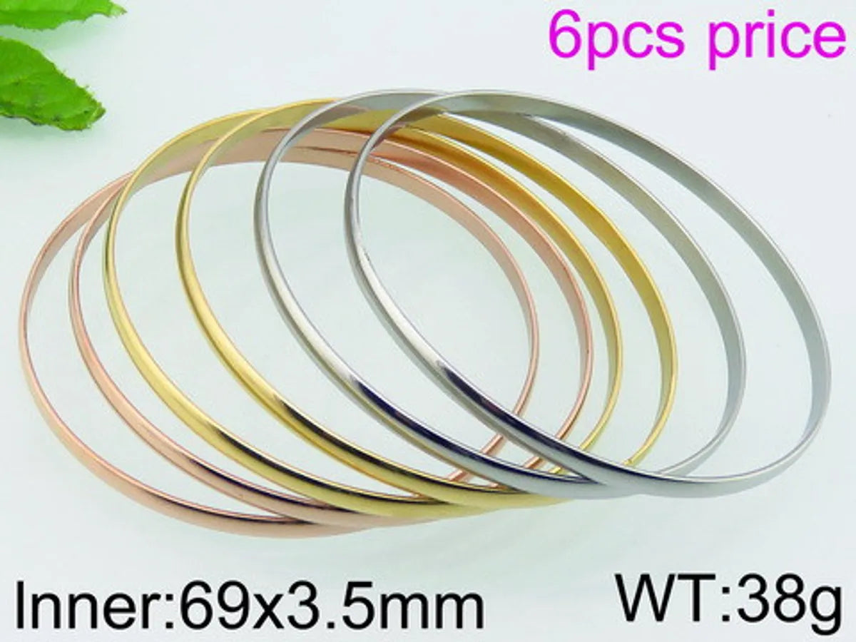 Simple Style Streetwear Solid Color Stainless Steel 18K Gold Plated Wristband In Bulk