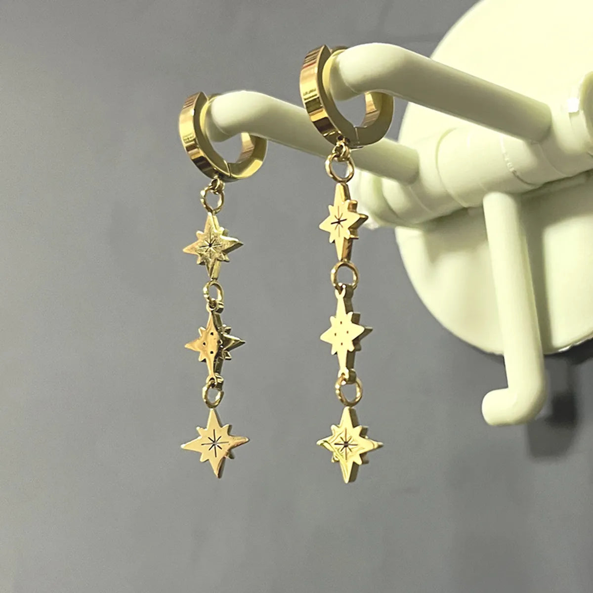 Simple Style Streetwear Star Stainless Steel Plating 18k Gold Plated Earrings Necklace