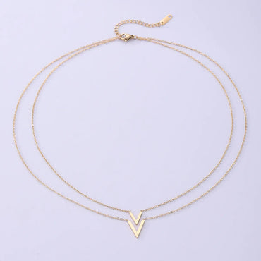 Simple Style Streetwear V Shape Stainless Steel Plating 18k Gold Plated Layered Necklaces