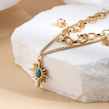 Simple Style Sun 304 Stainless Steel 14K Gold Plated Bracelets In Bulk