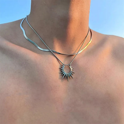 Simple Style Sun 304 Stainless Steel Alloy Men'S Double Layer Necklaces