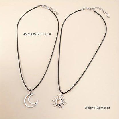 Simple Style Sun Moon Alloy Plating Couple Pendant Necklace