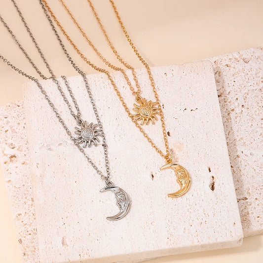 Simple Style Sun Moon Alloy Zinc Unisex Pendant Necklace