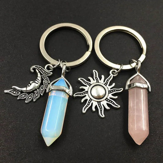 Simple Style Sun Moon Crystal Unisex Bag Pendant Keychain